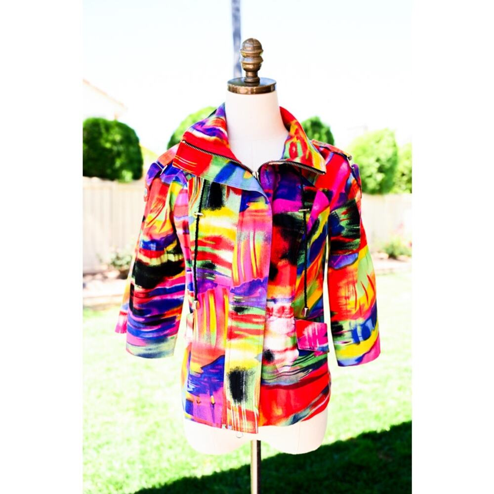 1990s Vintage Colorful Mod Cropped Jacket Small